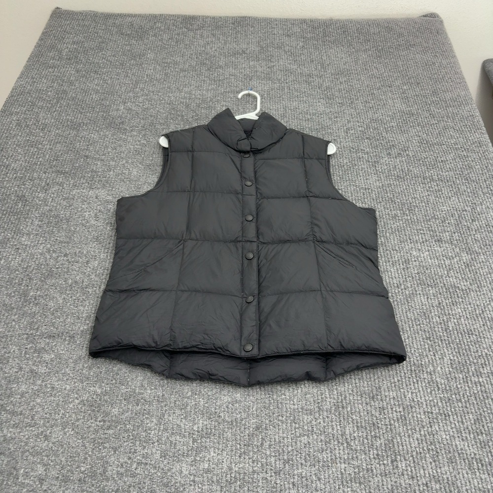 Lands End Vest Womens M Black Nylon Down Insulated Puffer Mock Neck Gorpcore